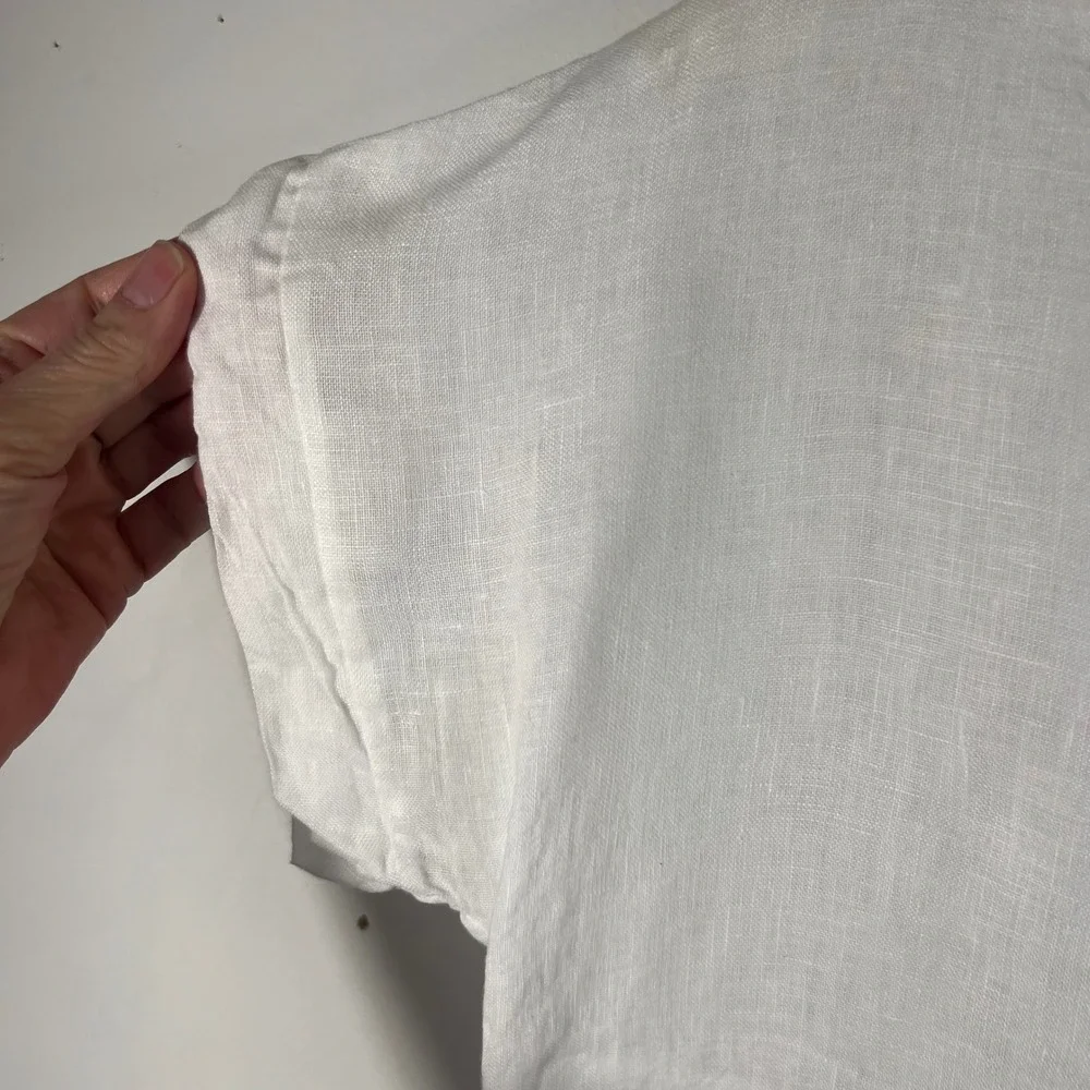 Terzo Millennio White 100% Linen High Low Button Back Top Made in Italy Small